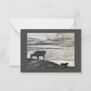Cows 🐮 In A Field Under The Moon 🌕  Card