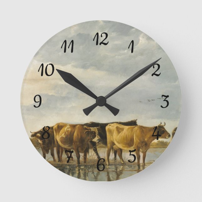 Cows in a River Aelbert Cuyp  Round Clock (Front)