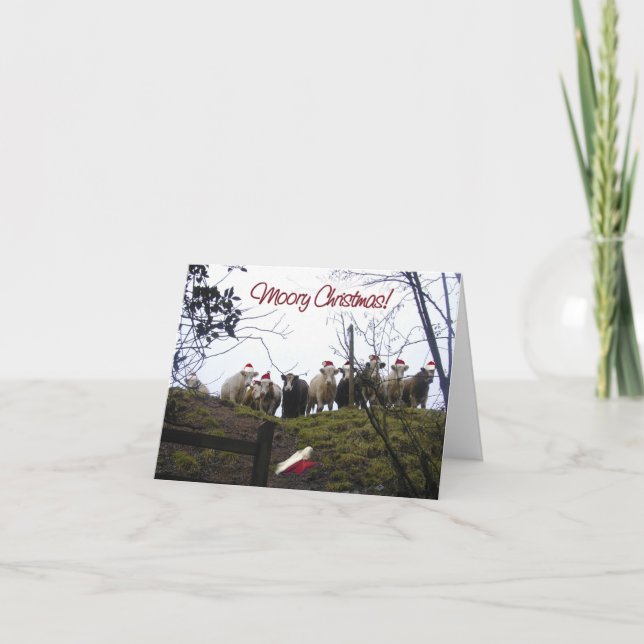 Cows in Santa Hats Christmas Party Invitation. Invitation (Front)