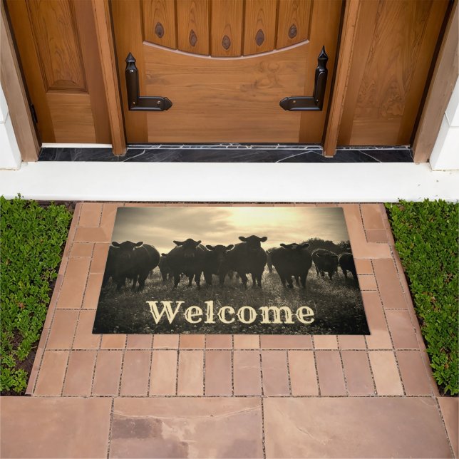 Cows in the Pasture - Sepia Tone Doormat (Outdoor)