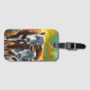 Cows in the sunset luggage tag
