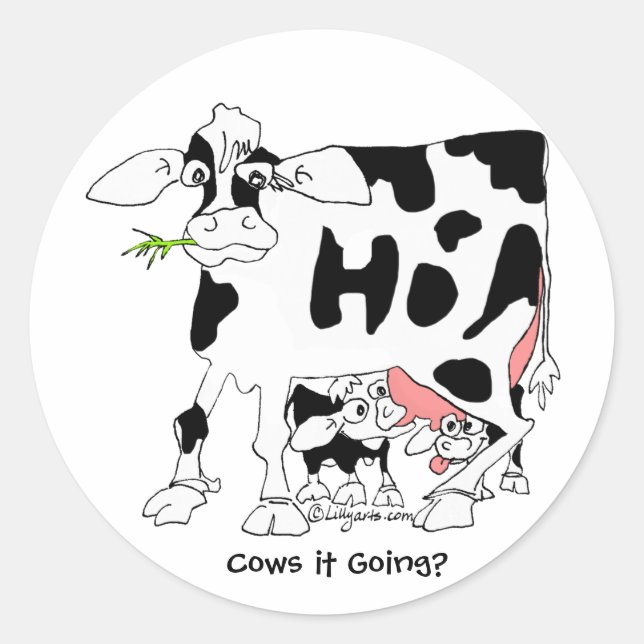 Cows it Going? Round Stickers (Front)