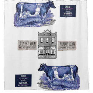 Cows laundry white showercurtain