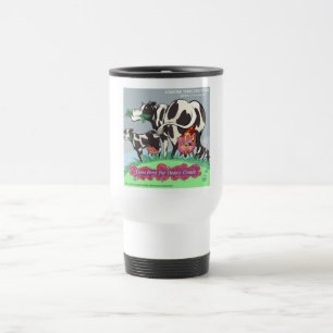 Cows Making Heavy Cream Funny Cartoon Travel Mug