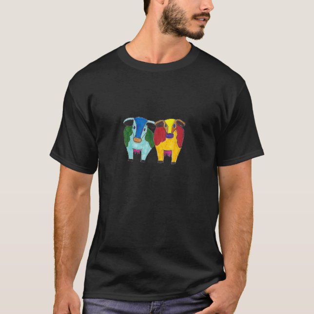 Cows Of A Different Colour Hand Drawn Design T-Shirt (Front)