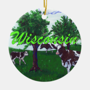 Cows of Wisconsin Ceramic Ornament