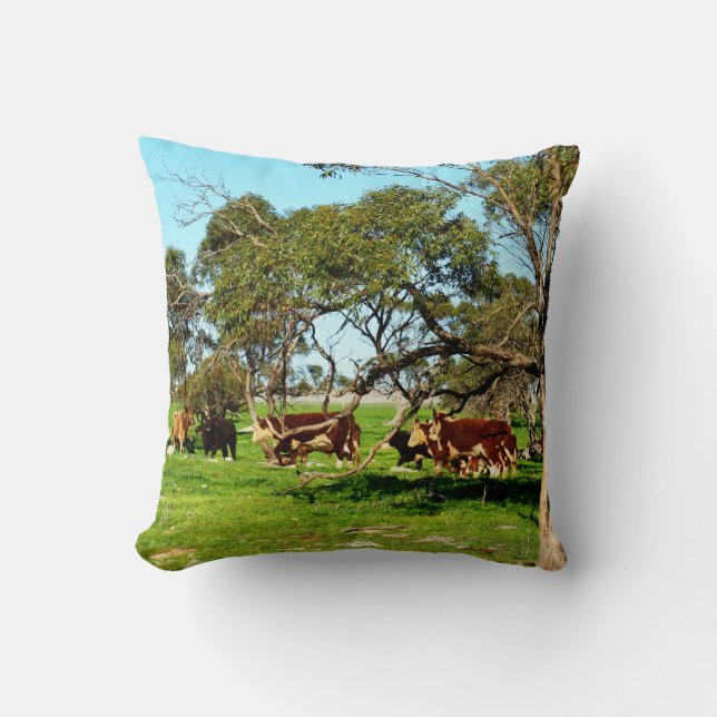 Cows On The Range, Throw Pillow (Front)