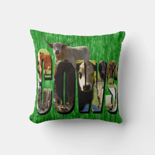 Cows Picture Logo Made With Cows, Throw Pillow