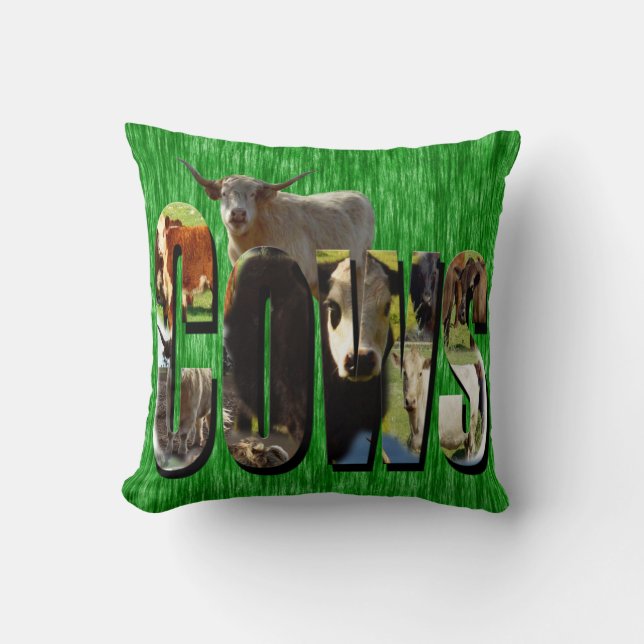 Cows Picture Logo Made With Cows, Throw Pillow (Front)