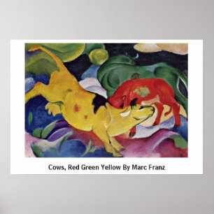 Cows, Red Green Yellow By Marc Franz Poster