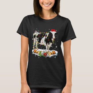 Cows Santa Christmas Lovers Xmas Lights T-Shirt