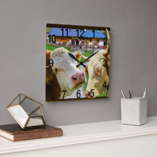 Cows too funny in love square wall clock