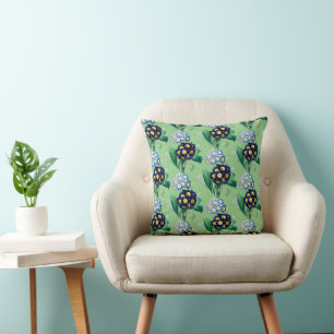 Cowslip Primrose Botanical Throw Pillow