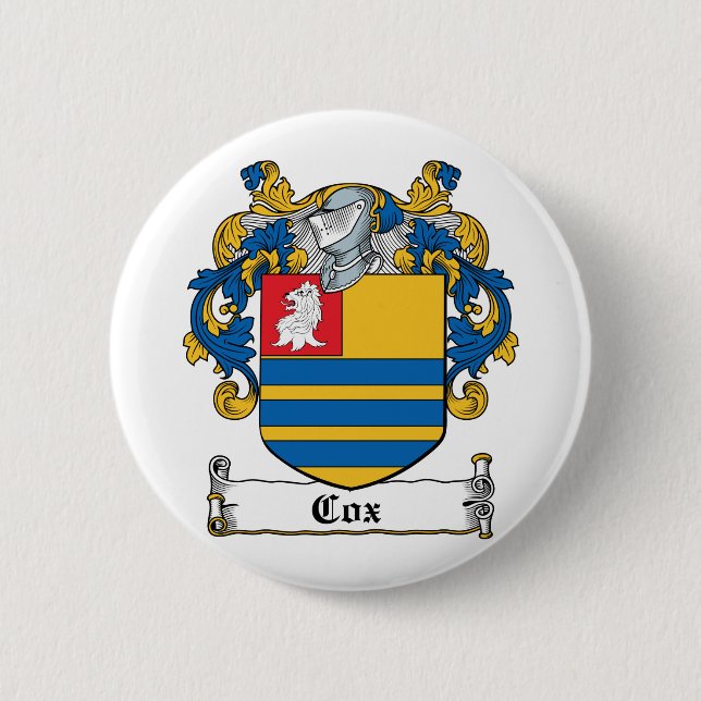 Cox Family Crest 2 Inch Round Button (Front)