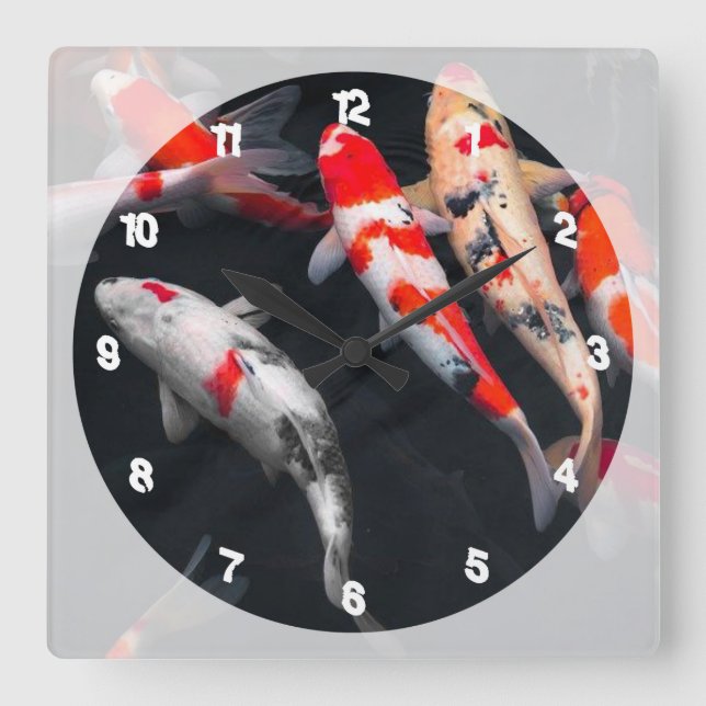 Coy Fish Square Wall Clock (Front)