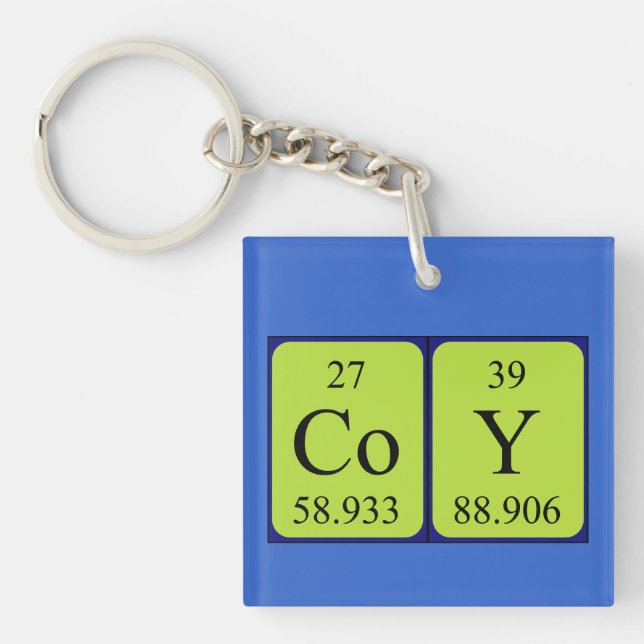 Coy periodic table name keyring (Front)