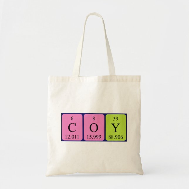 Coy periodic table name tote bag (Front)