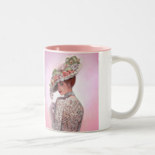 Coy Victorian Lady "Betty Lu" Two-Tone Coffee Mug