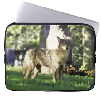 Coyote at the cemetery laptop sleeve