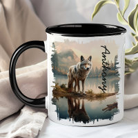 Coyote by Mountain Lake Reflection