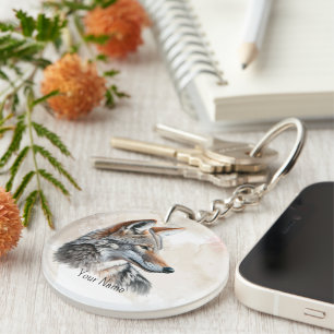 Coyote Country Cottagecore Rustic Print Keychain