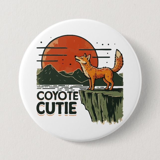 Coyote cutie 3 inch round button (Front)