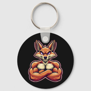 Coyote Flexing Muscles Fan Lover Bodybuilding Gym Keychain