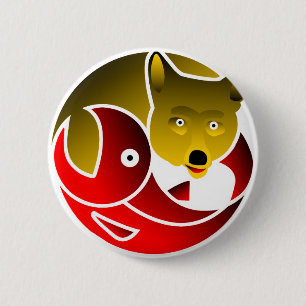 Coyote Frees Salmon 2 Inch Round Button