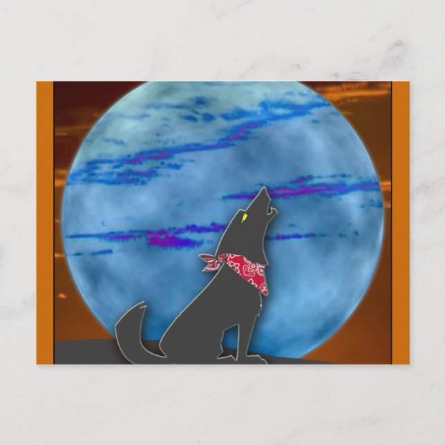 Coyote Howling at the Blue Moon Postcard (Front)