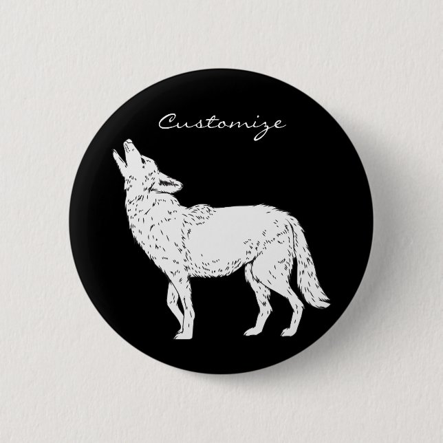 Coyote Howling Thunder_Cove 2 Inch Round Button (Front)