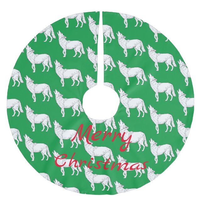 Coyote Howling Thunder_Cove Brushed Polyester Tree Skirt (Front)