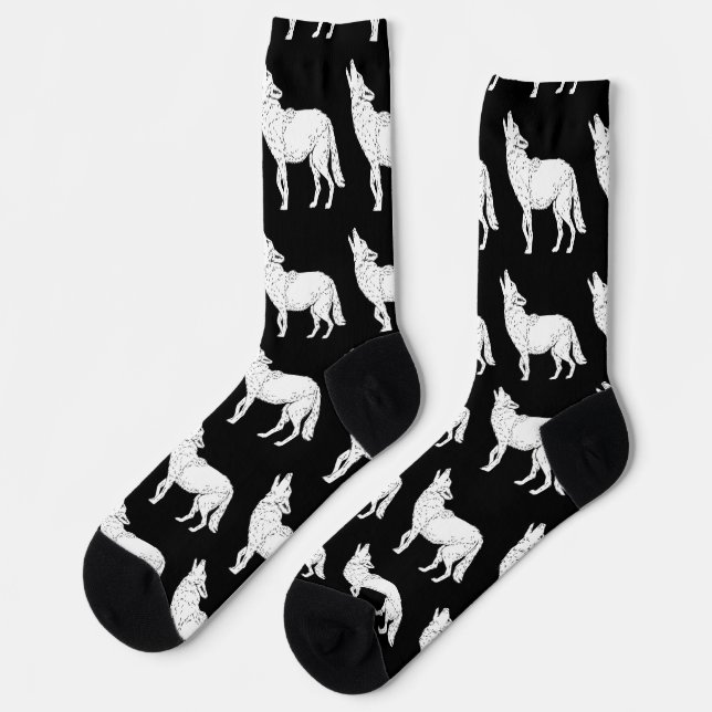 Coyote Howling Thunder_Cove Socks (Left)