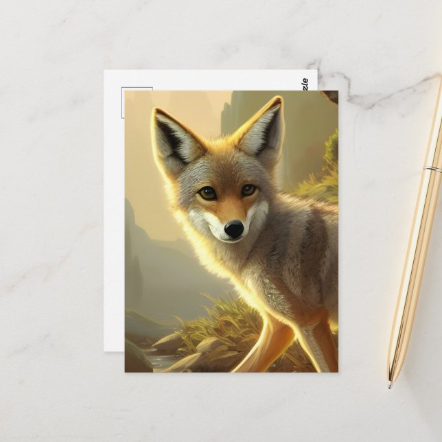 Coyote Pup Wildlife Portrait  Postcard (Front/Back In Situ)