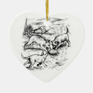 Coyote Pups Ceramic Ornament