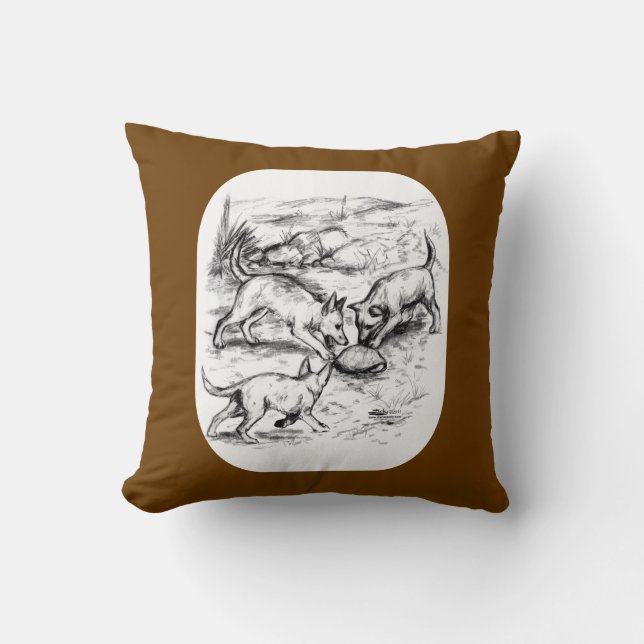 Coyote Pups Throw Pillow (Front)