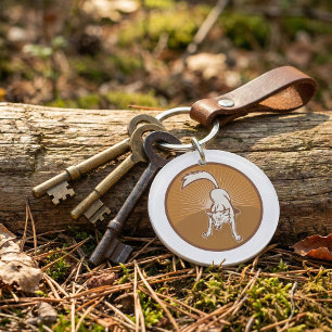 Coyote Retro Sunset Vintage Wilderness Animal Art  Keychain