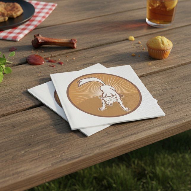 Coyote Retro Sunset Vintage Wilderness Animal Art  Napkin (Creator Uploaded)