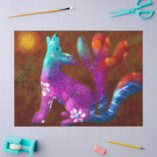 Coyote Saguaro Cactus Desert Decoupage Tissue Paper