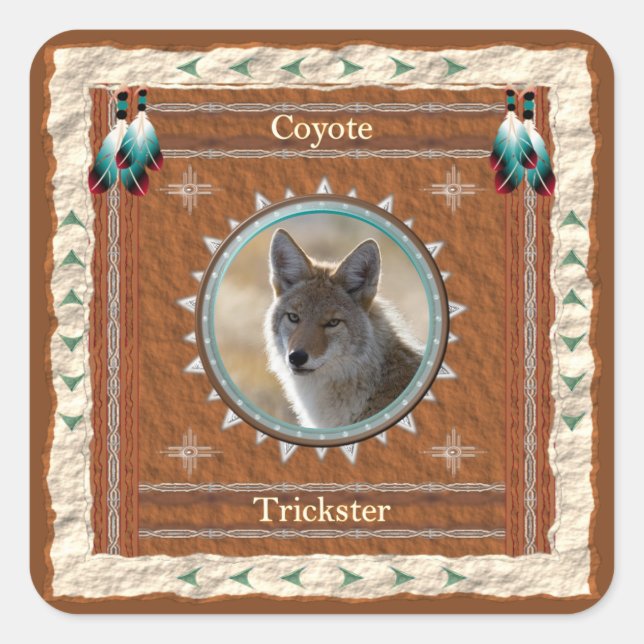Coyote  Trickster Energy  Square Sticker (Front)