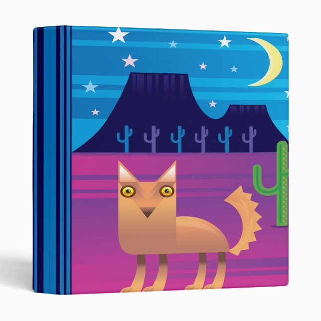 Coyote Vector Desert Scene Notebook Binder (Front/Spine)