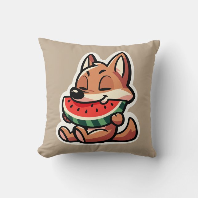 Coyote Watermelon Throw Pillow (Front)