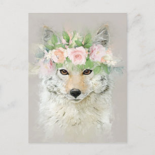 Coyote Wearing a Flower Crown  Postcard