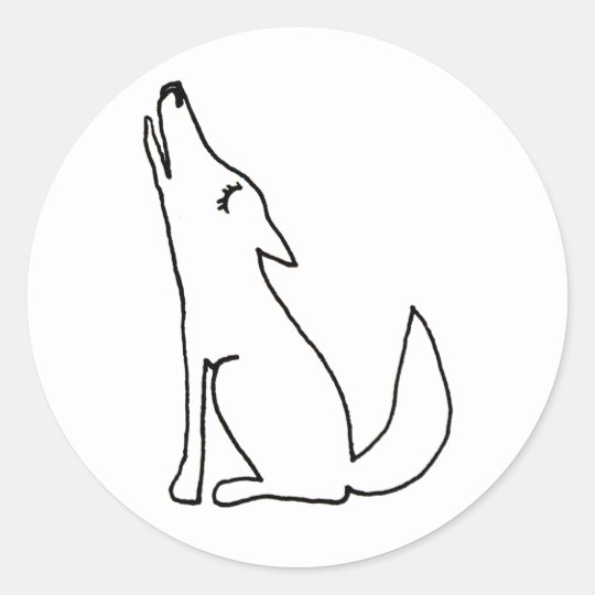 Coyote Wolf Dog Howling Fun Ink Line Drawing Art Classic Round Sticker Zazzle Ca