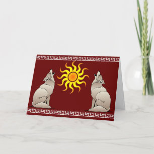 COYOTES HOWLING BENEATH A SOUTHWESTERN SUN CARD