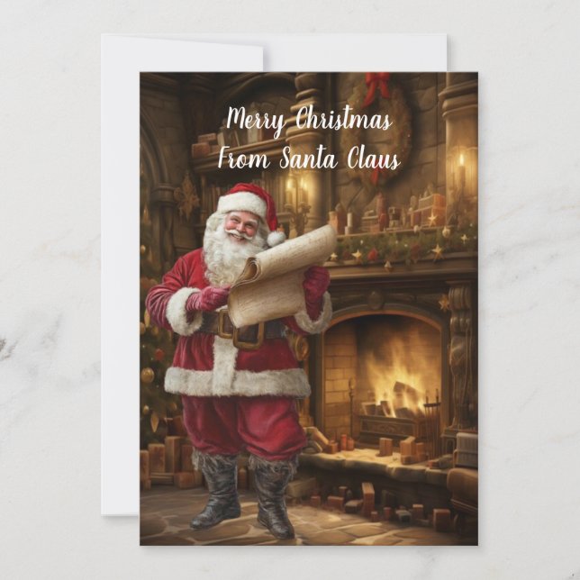 Cozi Fireplace Christmas Tree From Santa Claus 8 Holiday Card (Front)