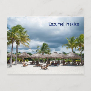 Cozumel, Mexico Beautiful Sandy Beach, Umbrellas Postcard