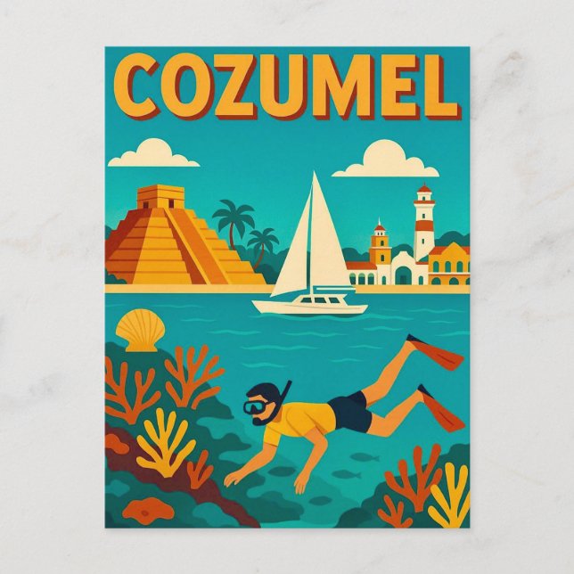 Cozumel Mexico Colourful Postcard (Front)
