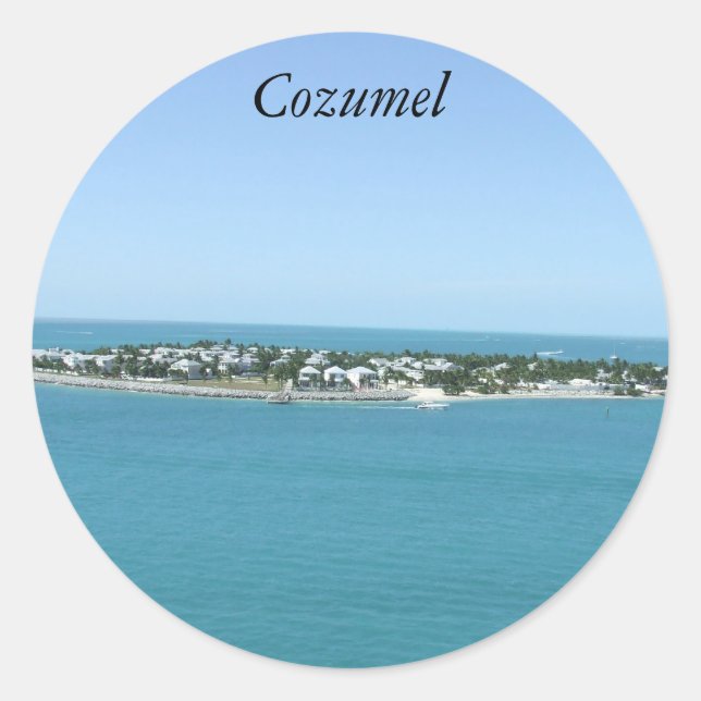 Cozumel Mexico Island, Blue Water Classic Round Sticker (Front)