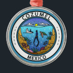 Cozumel Mexico Scuba Badge Metal Ornament<br><div class="desc">Cozumel vector art design. A Mexican island in the Caribbean Sea that is a popular cruise ship port of call famed for its scuba diving.</div>