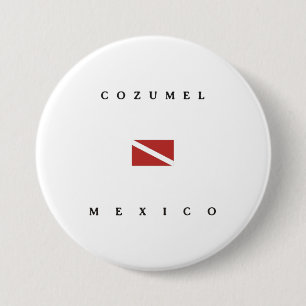 Cozumel Mexico Scuba Dive Flag 3 Inch Round Button